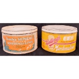 Lot of 2 Vintage Marshmallow Tin Cans
