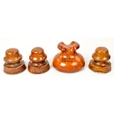 Four Ceramic Telephone Insulators