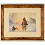 Framed Watercolor Painting on Paper-B.T. Newman