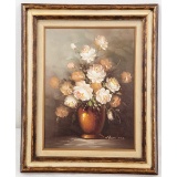 Framed Oil on Canvas Floral Painting
