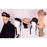 Lot of 5 1850s-1900s Vintage Hats