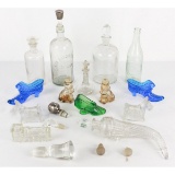 Lot of Glass Bottles, Decanters, & Decor