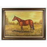 Framed Horse Painting on Canvas - By: Evans