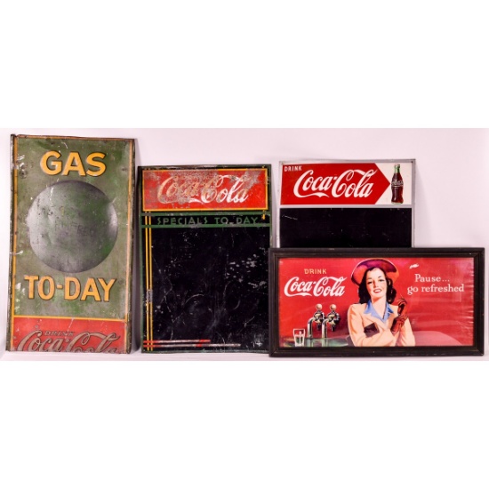 Lot of 4 Vintage Coca-Cola Signs