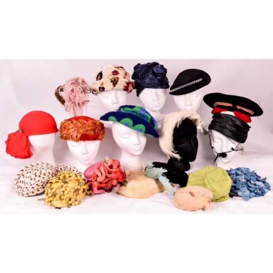 18 Assorted Hats - 1950s-60s