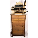 Restored Brass/Oak National 542-4C Cash Register