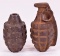 2 WWII Cast Iron Training Grenades