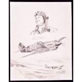 WWII Autographed Pencil Sketch of 