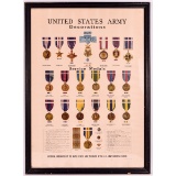 Framed Army Decorations and Medals Poster
