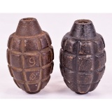 2 WWII Cast Iron Training Grenades