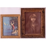 Two Framed Native American Print and Painting