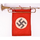 WWII German Fanfare Trumpet w/Banner