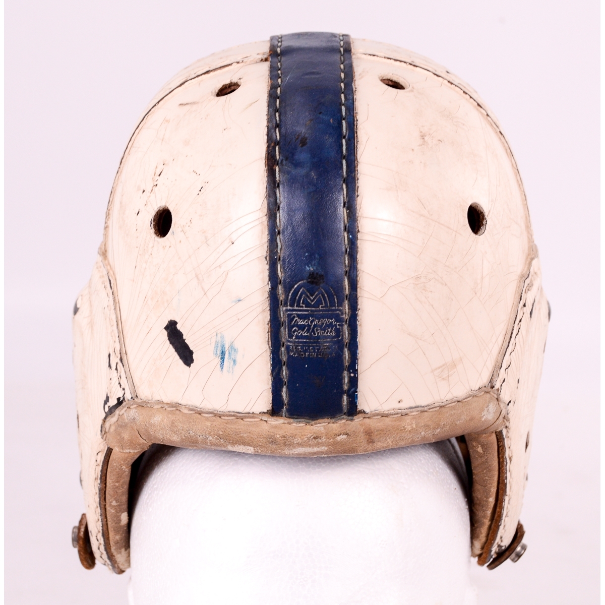 macgregor gold smith helmet Authentic H612 Leather Suspension Football Size 7 1/8 WESTBROOKSPORTSCARDS Circa 1950 Macgregor Football Helmet