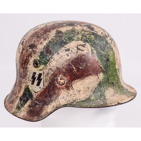 WWII German SS M42Tiger Stripe Camouflaged Helmet