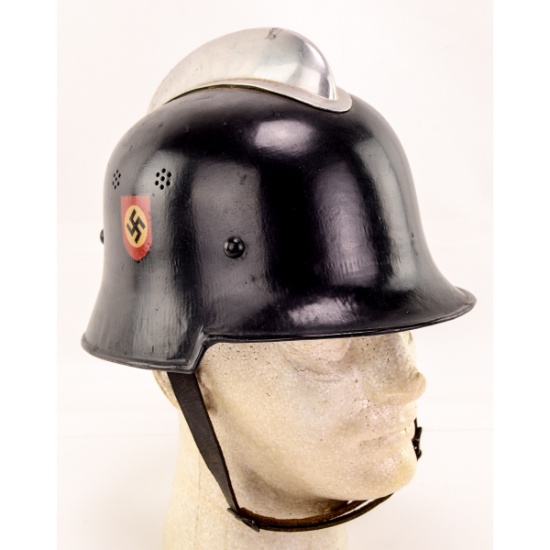 WWII German Fire Police Helmet Complete