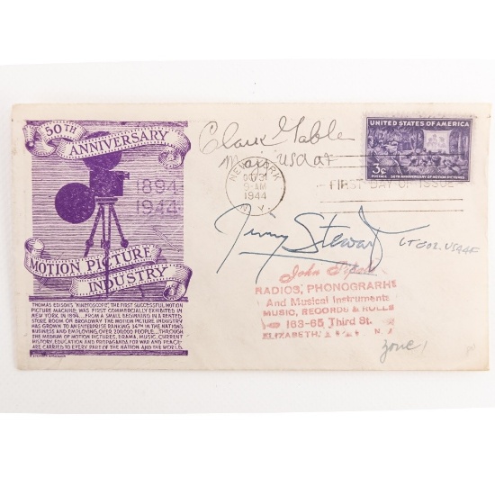Clark Gable, Jimmy Stewart Signed First Day Cover