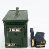 360RDS 18x Loaded AR-7.62x39 Magazines In Ammo Can