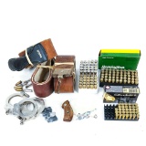Assorted Ammo, Handcuffs And Strops