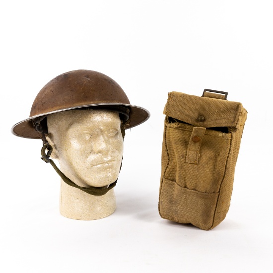 WWII British Tommie Helmet & Ammo Pouch