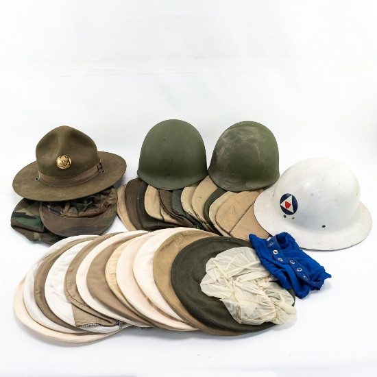 WWII To Nam US Paratrooper Helmet, Hat, Cover Lot