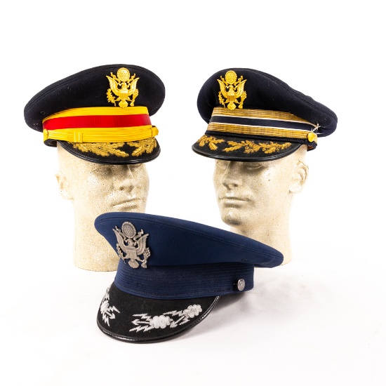 US Army USAF Staff Officer Visor Hat Lot