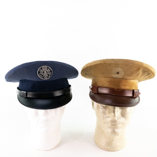 WWII US Army Khaki EM Visor Hat-USAF Visor Cap