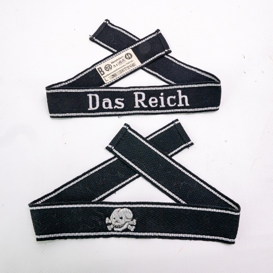 WWII German SS Cuff Title Lot Das ReichTotenkopf Guns & Military