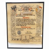WWII German 1933 Bavarian Hitler Award Document