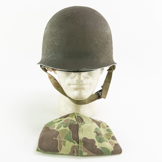 WWII US M1 Helmet-Fixed Bale Front Seam-USMC Cover