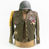 WWII General Patton Costume Ike Jacket-M1 Helmet