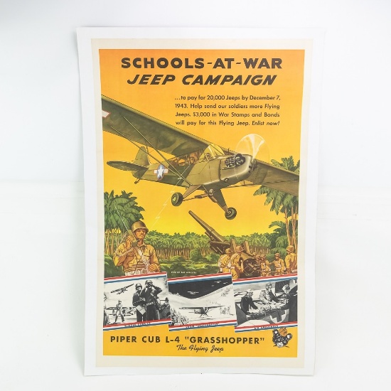 Original WWII US Flying Jeep Piper Cub L-4 Poster