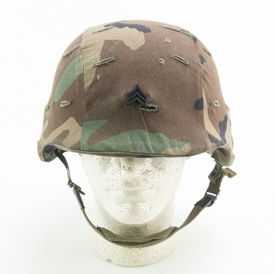 Early US Army Marine M-3 Kevlar Helmet W/ Cover