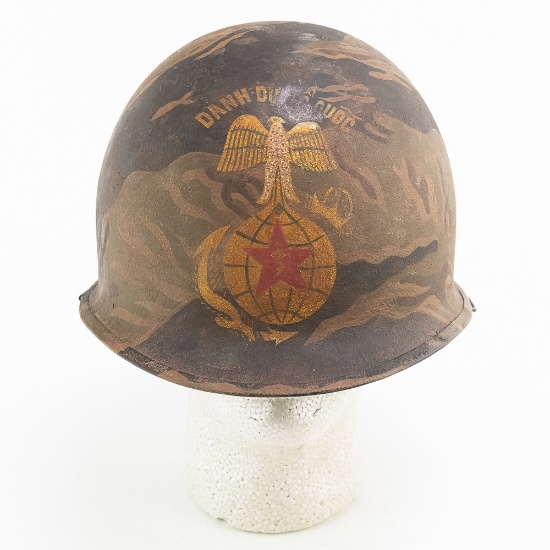 Vietnam War ARVN Marine Tiger Stripe M1 Helmet