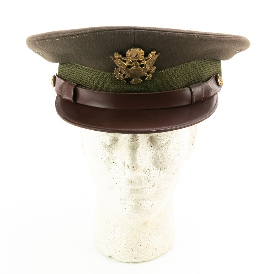 WWII US Army Officer Visor Hat-Named & 7.25