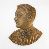 WWII German Brass Adolf Hitler Portrait Plaque