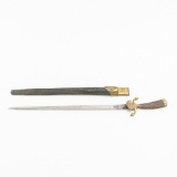19th C. German Hunting Cutlass Sword-Etched Blade