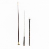 WWII British Swagger Stick Lot- Short Sword,Spike