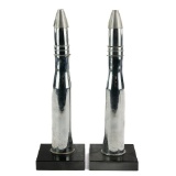 WWII US Chrome 37mm Artillery Shell Lamp Bookends