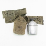 WWII USMC M1923 Garand Cartridge Belt,Canteen Rig