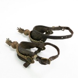 Tooled Brass Spurs w/Tooled Leather Straps