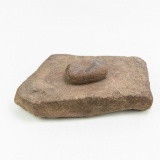 Large Flat Native American Mortar Stone