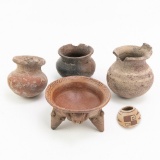 5 Native American Pottery Vessels