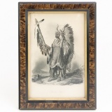 Engraving of a Mandan Chief by Karl Bodmer