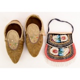 Native American Leather Moccasins & Beaded Purse