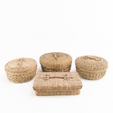 Lot of 5 Eastern Woodland Sewing Baskets