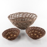 Lot of 3 Pueblo Red Willow Open Weave Baskets
