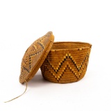 Large Plateau Imbricated Basket With Lid