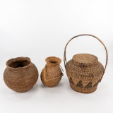 Group of 3 Woven Native American Baskets