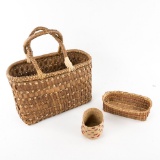 Lot of 3 Baskets - 2 Nootka and 1 Aleut