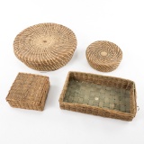 Lot 2 Penobscot & 2 Menominee Pine Needle Baskets